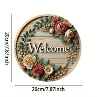 【VINTAGE】ป้ายยินดีต้อนรับโลหะกลม 8 นิ้ว | Vintage Round Welcome Sign | Waterproof & Durable Outdoor/Indoor Décor