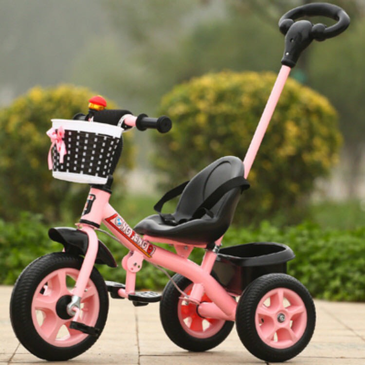 จักรยานสามล้อเด็ก มีด้ามเขนรถจักรยานเด็ก 3 ล้อ จักรยานเด็ก มีตระกร้าด้านหลัง สำหรับเด็ก 2 ขวบขึ้นไป