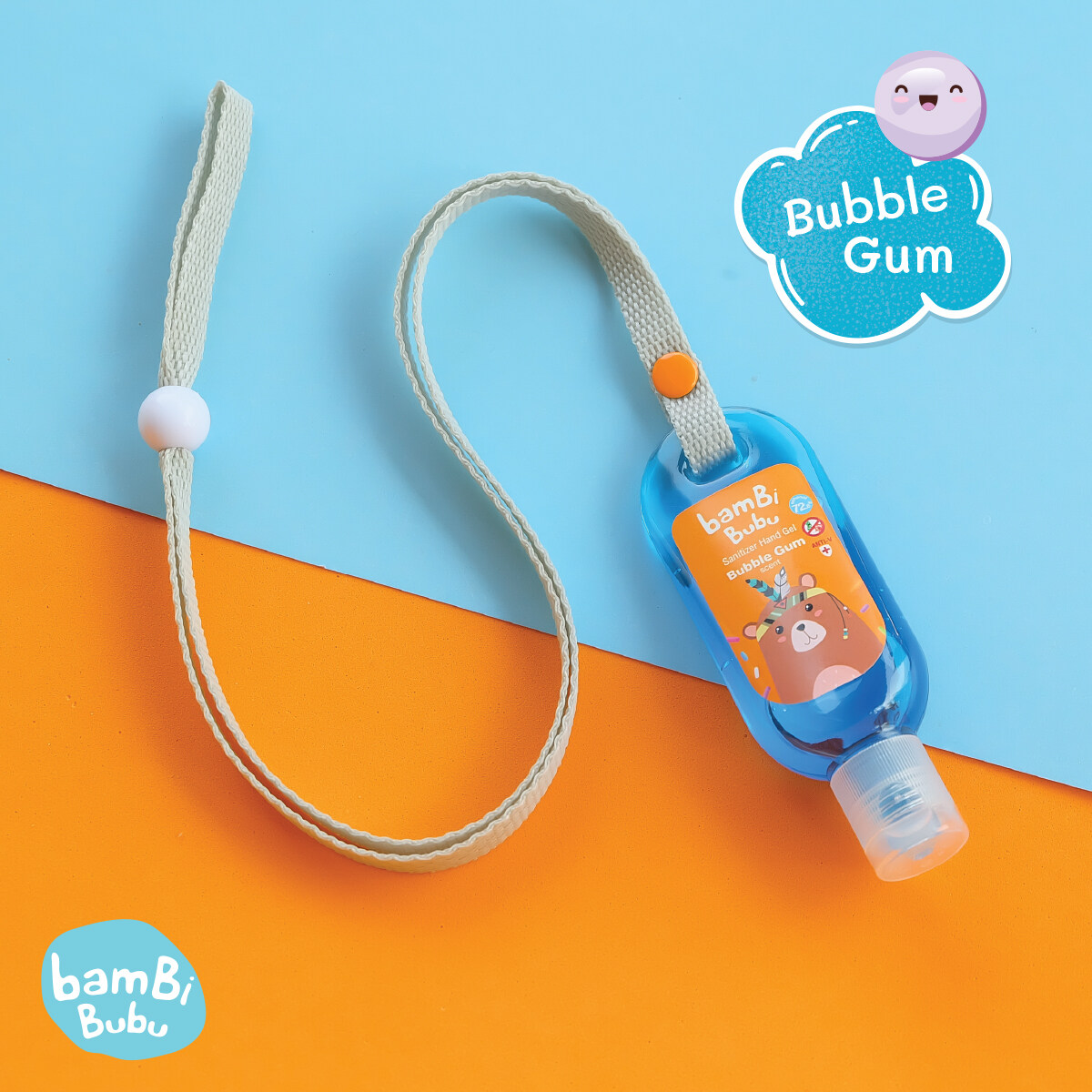 Bambi Bubu แบบคล้องคอ เจลล้างมือแอลกอฮอล์สำหรับเด็ก กลิ่น Bubble Gum ขนาด 30ml