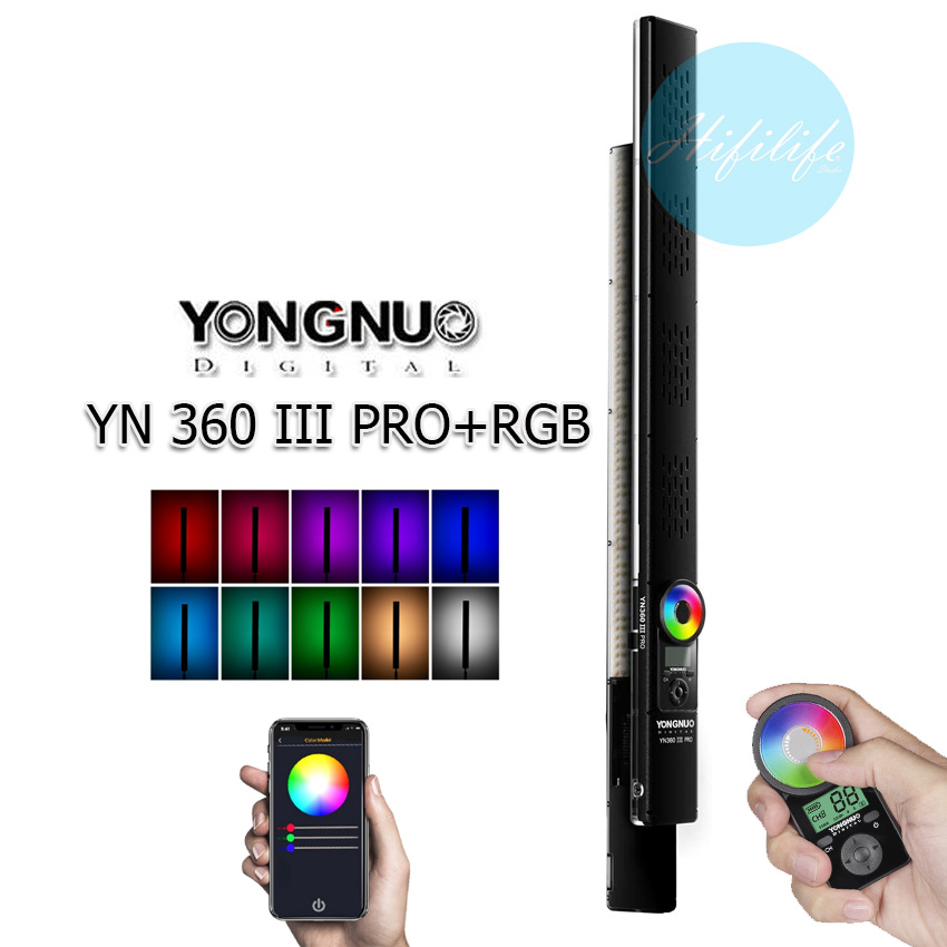 Yongnuo yn360iii Pro RGB สีเต็มรูปแบบ LED ไฟวิดีโอที่มีการควบคุมระยะไกล ระบบสัมผัสปรับอุณหภูมิสีแสงพิเศษ CRI 95 + 5600 พัน ผ่านรีโมทหรือแอพบนสมาร์ทโฟน