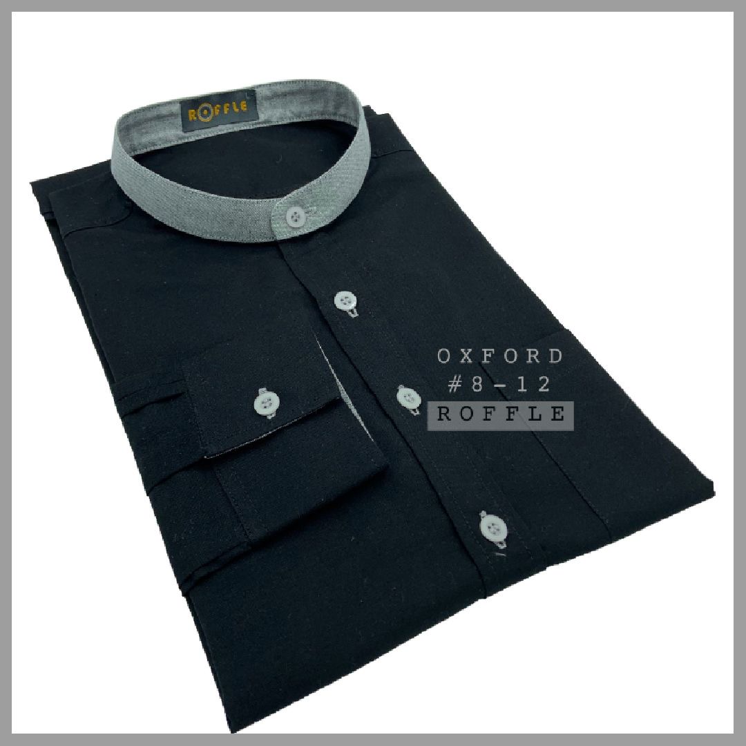 เสื้อเชิ้ตคอจีน สลับสี ผ้าอ๊อกฟอร์ด เข้ารูป แขนยาว (OXFORD #8)