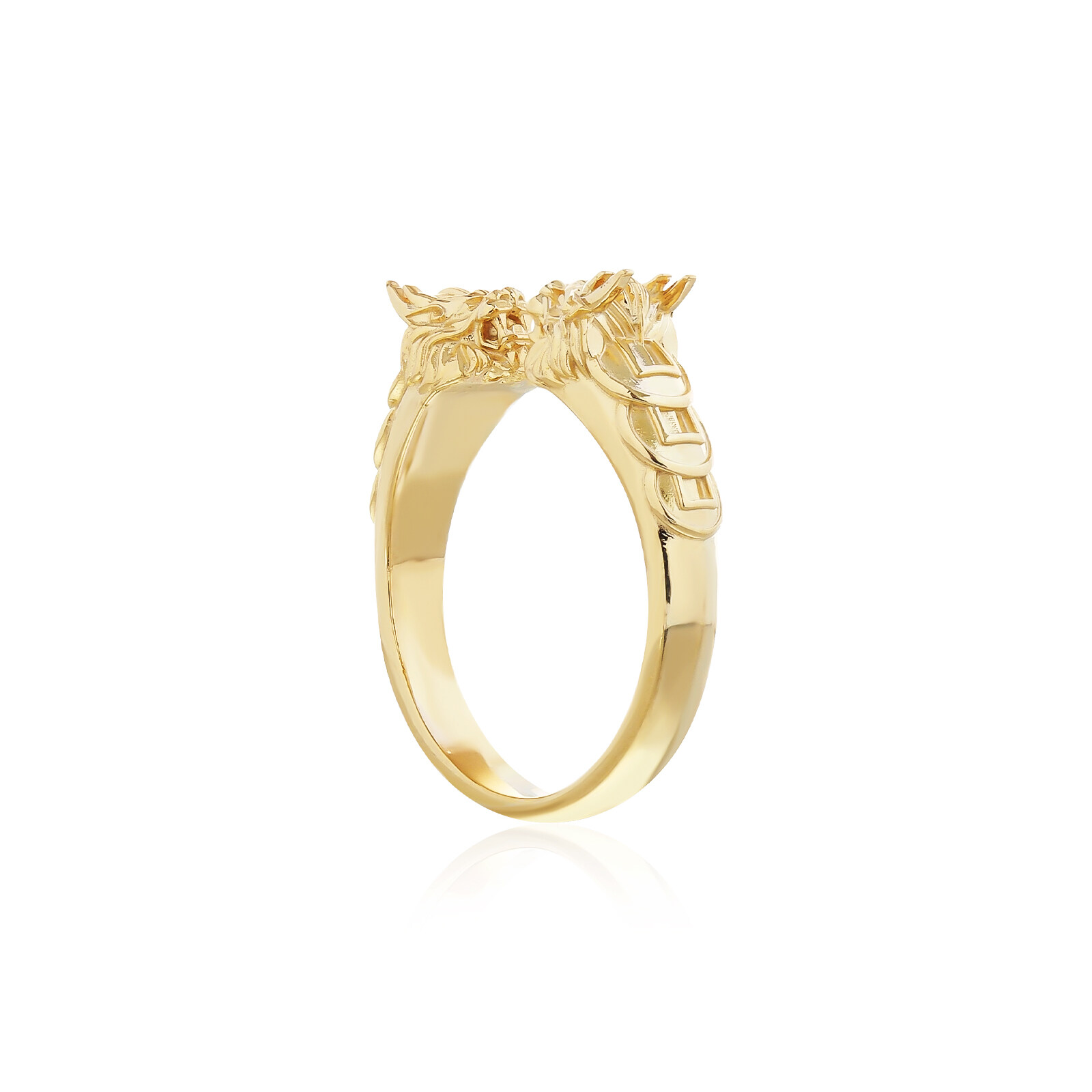 The Holy Pixiu Ring - Gold แหวนเงินแท้ 925 แฮนด์เมดสไตล์ยุคกลาง ลายปี่เซี๊ยะคู่มงคล ขัดเงาพิเศษ ชุบทองคำแท้ 24 กะรัต
