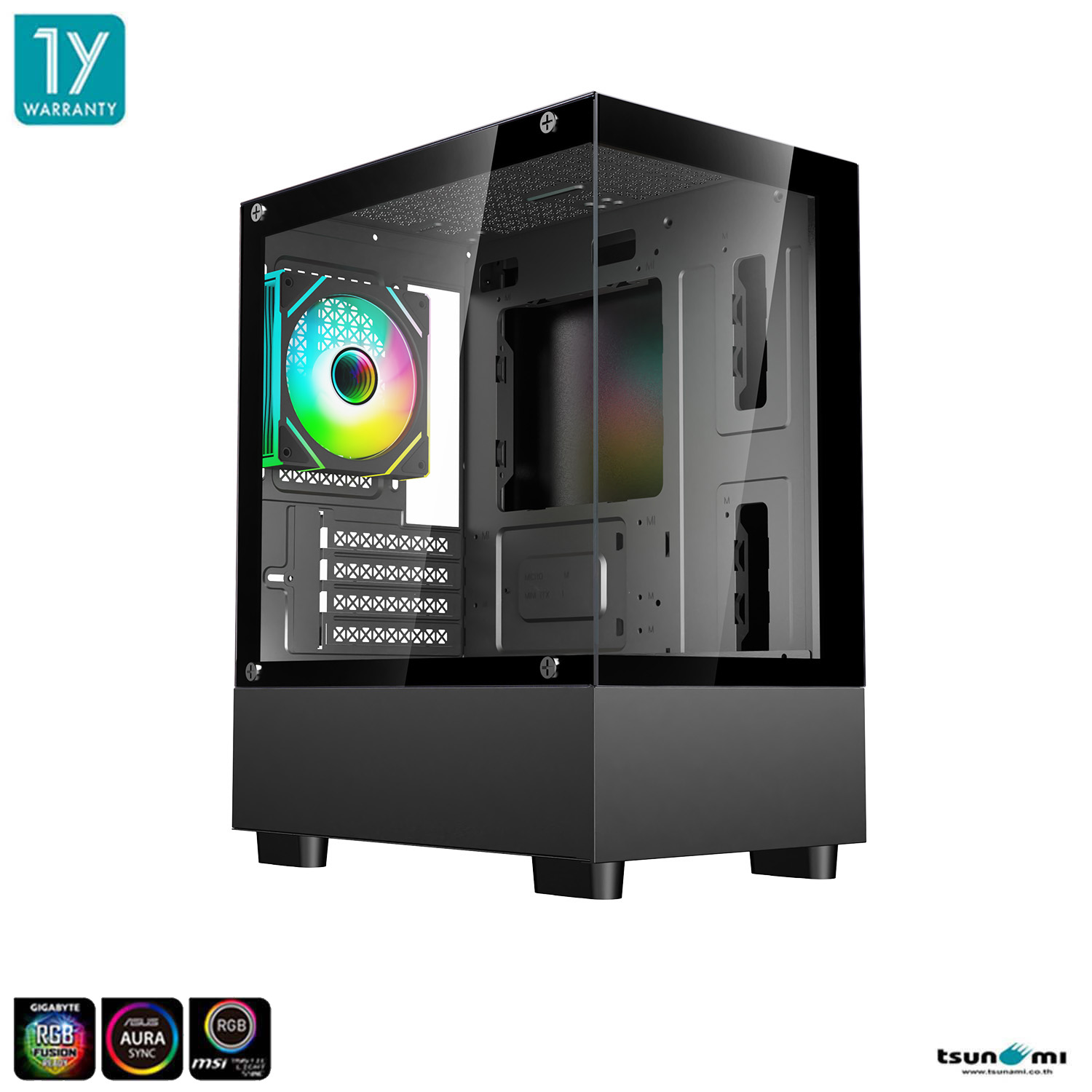 เคสคอมพิวเตอร์ Tsunami Lite Series Bast Panorama MATX Gaming Case with ARGB Cooling Fan X1 รับประกันสินค้า 1 ปี ราคา 929 บาท*ส่งฟรี