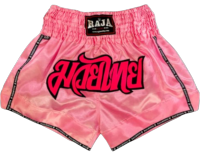 กางเกงมวยไทย กางเกงซ้อมชกมวย RAJA BOXING ปักมวยไทย (ผ้าต่วนแท้100%) Muay Thai Shorts