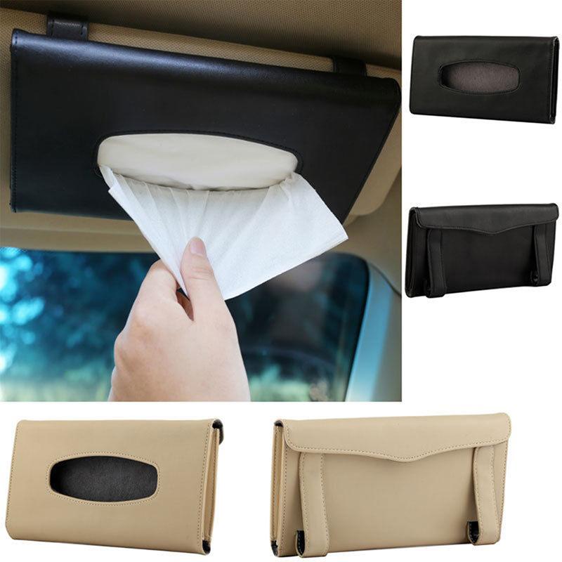 PU Leather Car Sun Visor Tissue Box Paper Towel Case Napkin Holder ที่ใส่ทิชชู่ ที่ใส่ทิชชูรถ ที่ใส่ทิชชู2ที่ใส่ทิชชูในรถ ที่ใส่ทิชชูยาว สีเทา