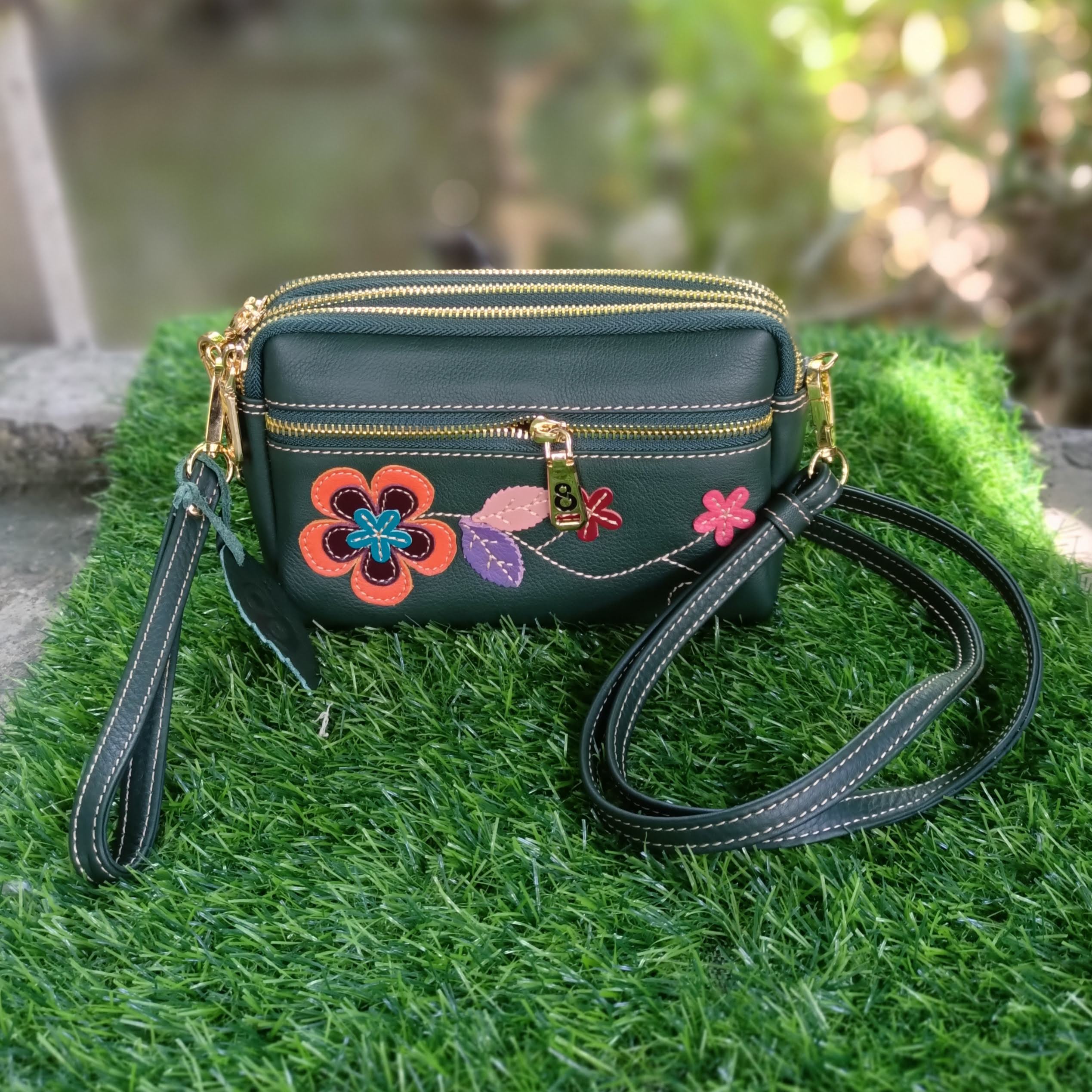 GPBAGS กระเป๋าสะพายหนังวัวแท้ชามัวส์ รุ่น-N167-05 5 ช่องซิป ราคา 1,490 บาท*ส่งฟรี