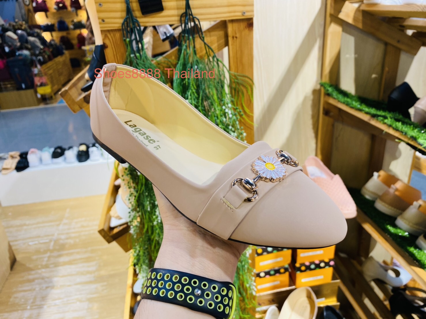 Shoes888 Thailand รองเท้าคัทชู ดอกไม้แฟชั่น มีสี ครีม เทา ดำ ชมพู ไซล์ 36-45