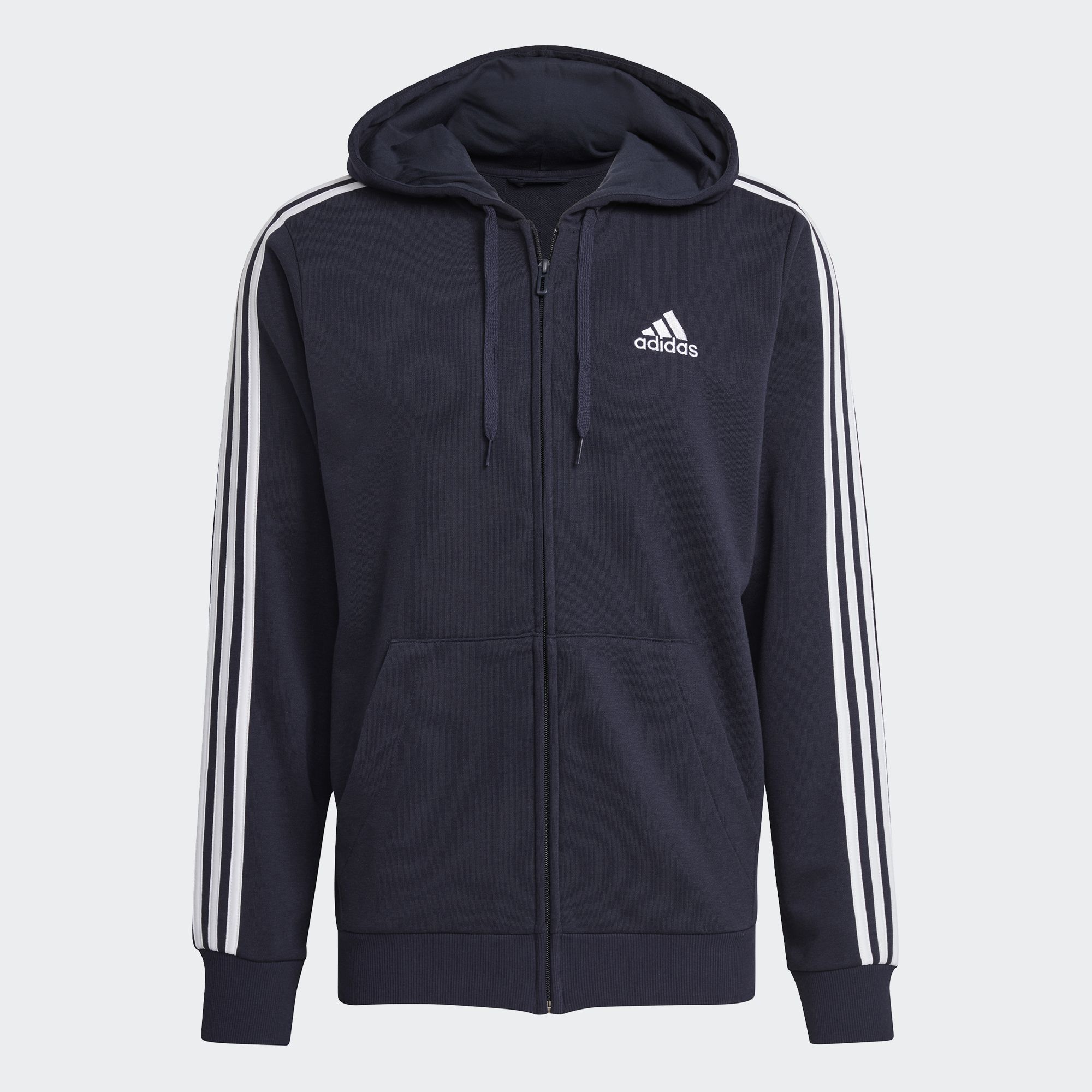 adidas NOT SPORTS SPECIFIC Essentials French Terry 3-Stripes Full-Zip Hoodie ผู้ชาย สีน้ำเงิน GK9033