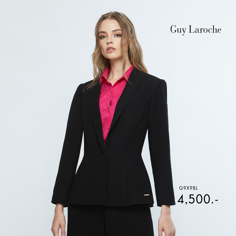 Guy Laroche woman's jacket Super B Blazer แจ๊คเก็ตทำงานผู้หญิง คอวี เข้ารูป แขนยาว สีดำ G9X9BL ราคา 4,455 บาท*ส่งฟรี