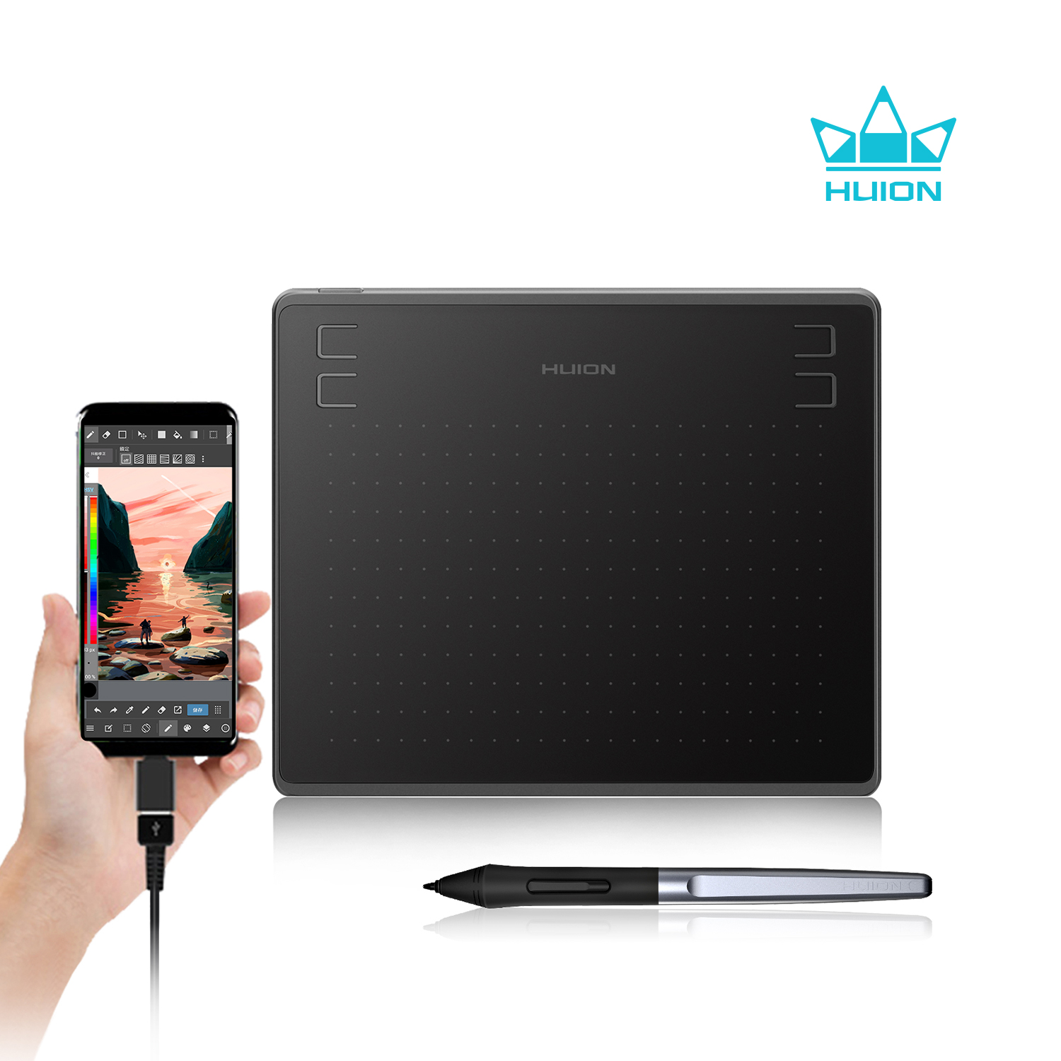Huion HS64&HS64 Chips Digital Graphics Tablets OSU! Drawing Tablet with 8192 Battery-Free Stylus and 4 Express Keys Ideal Use for Distance Education and Wed Conference ราคา 1,599 บาท*ส่งฟรี