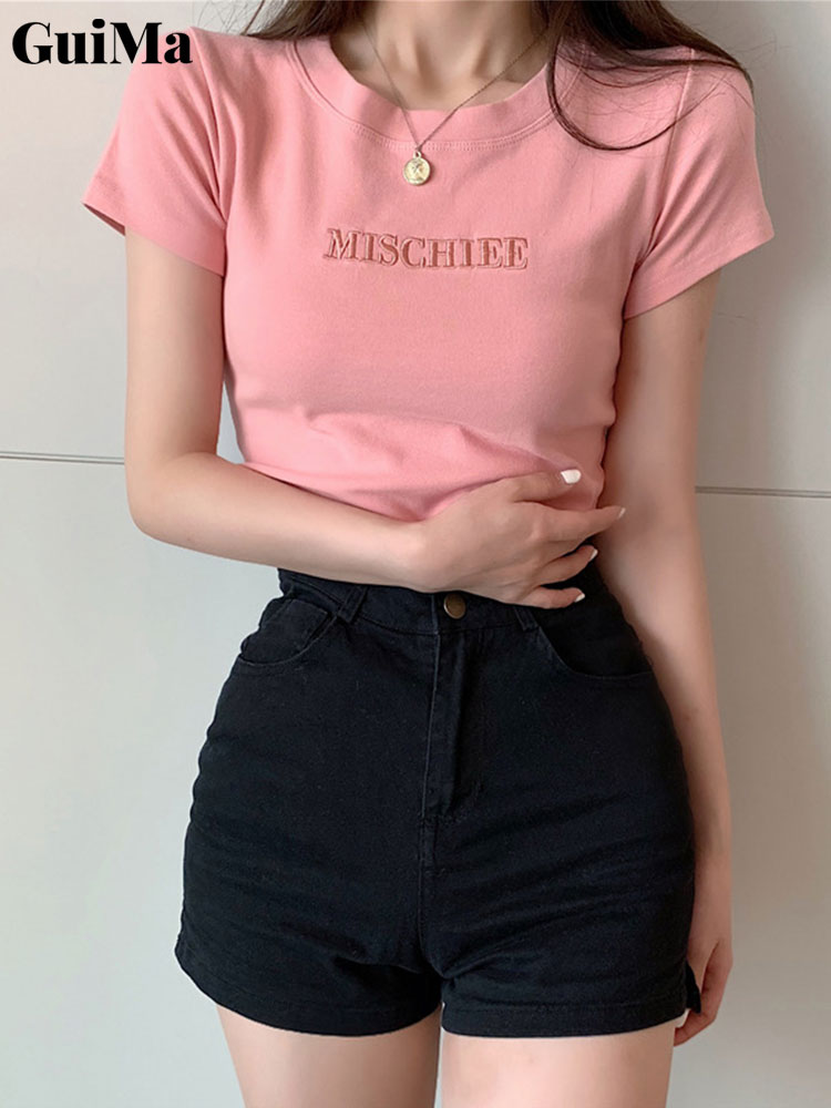 Guima Women's Summer Short Sleeve T-Shirts, Slim School Clothes Women's Tops ราคา 70 บาท*ส่งฟรี