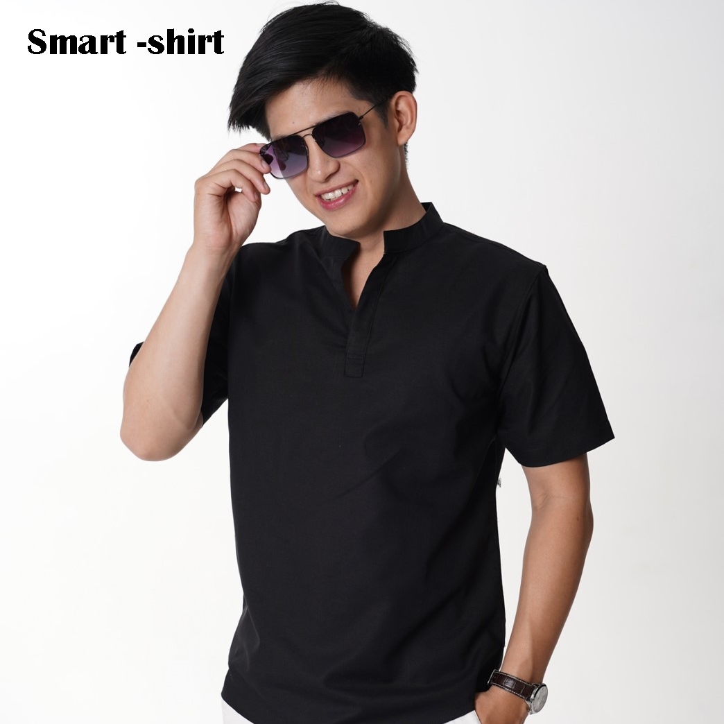เสื้อเชิ้ต Smart Shirt 25 สี แบบผ่า คอจีน แขนสั้น