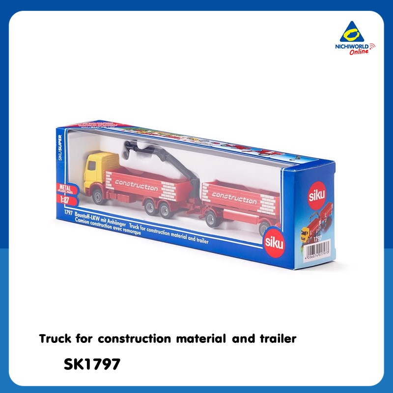 โมเดลรถ ซิกุ Siku Truck for construction material and trailer SK1797