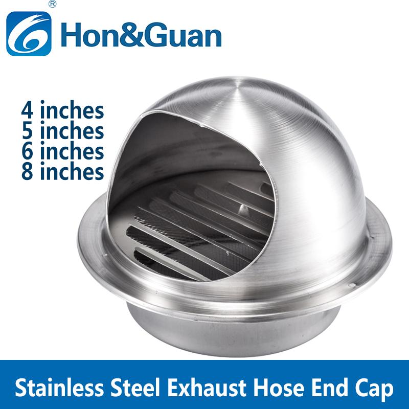 Hon&Guan 4-8 inches  Round Air Vent Duct Grill Extractor Fan Tumble Dryer ventilation Wall Ceiling Stainless Steel Exhaust Duct Cover Outlet