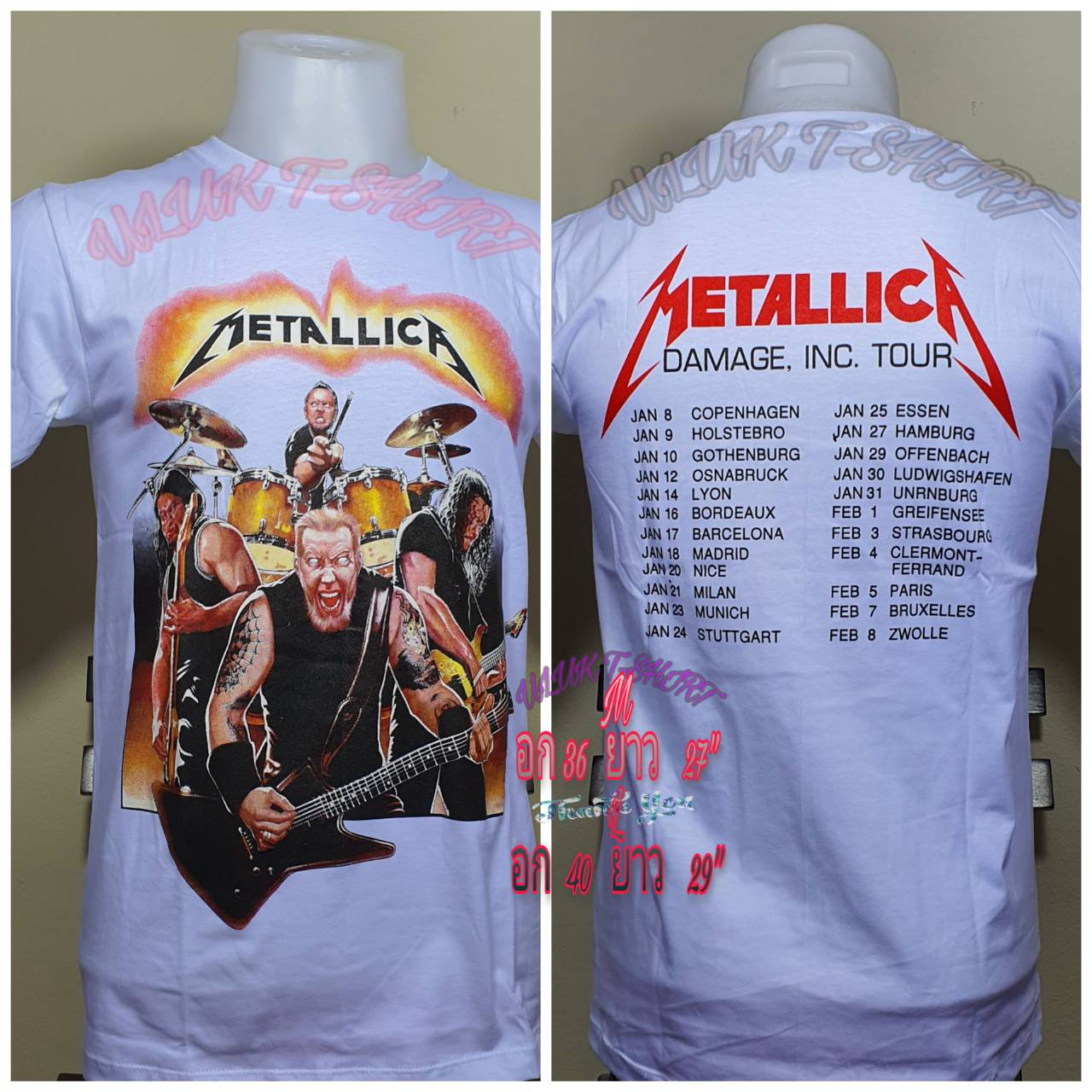 เสื้อคอกลม วงดนตรี Metallica เมทัลลิก้า วงร๊อค วินเทจ