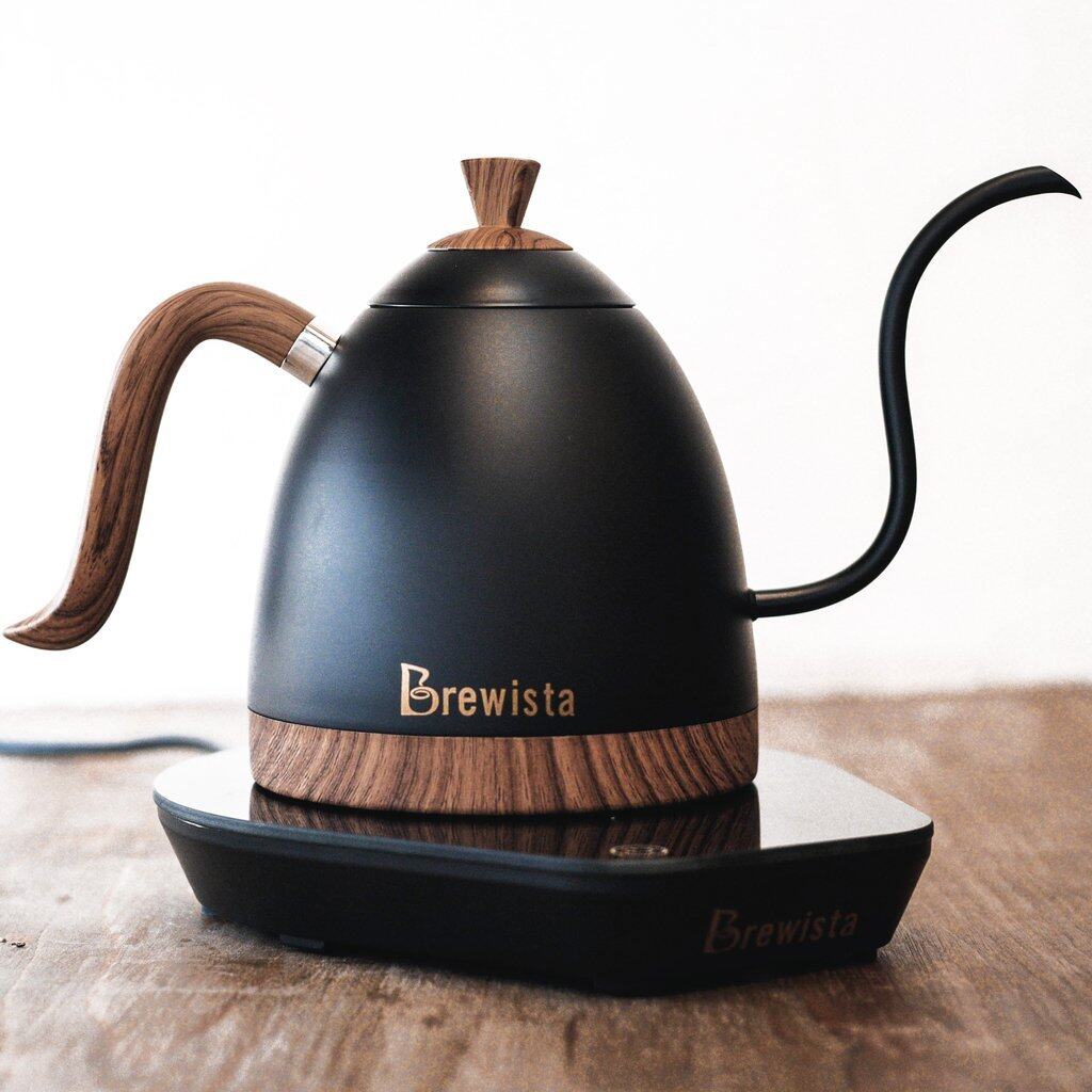 Brewista (กา+ฐาน+ปลั๊กไทย) กาต้มน้ำกาแฟดริปคอห่าน 600 ml. สีดำฐานไม้ ปลั๊กไทย
