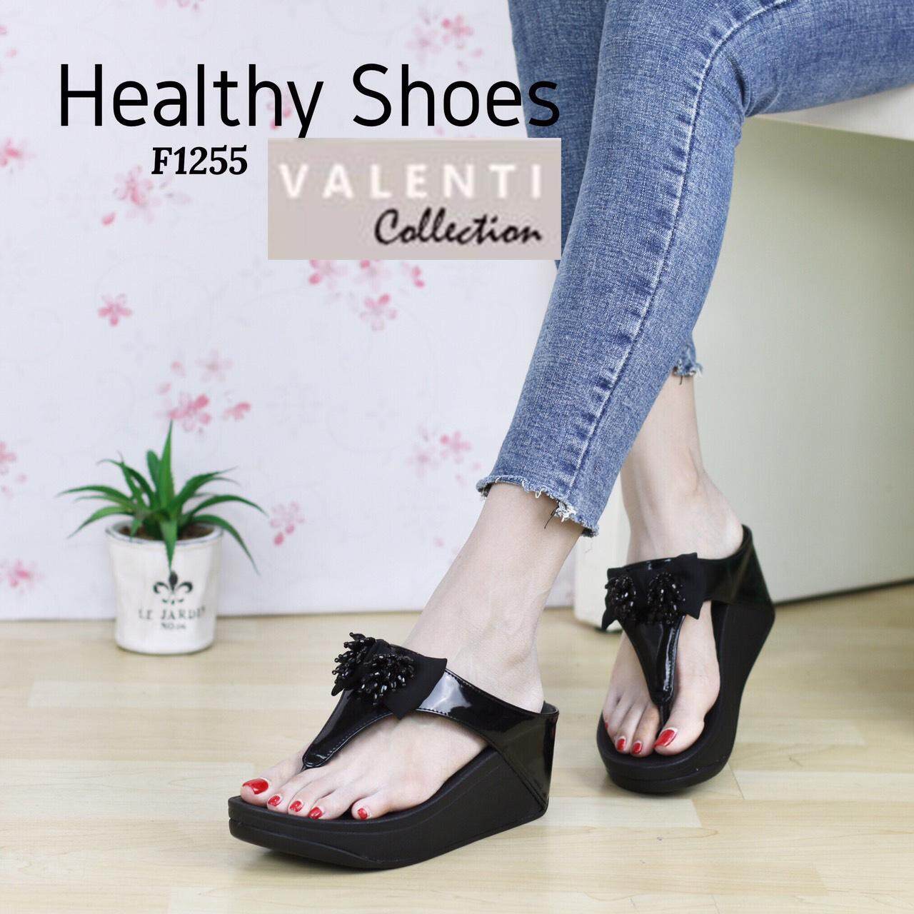 Valenti Collection รองเท้าเพื่อสุขภาพ Health & massage Therapy flipflop นุ่มมาก เบา ใส่สบาย รุ่น F1255 Black (สีดำ)