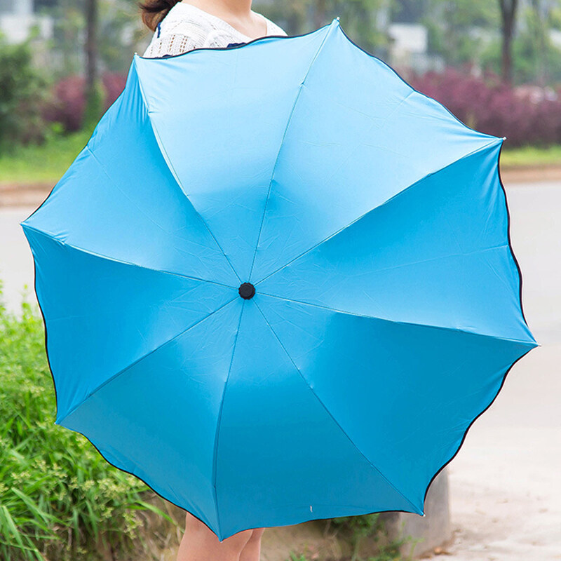 ร่มโดนน้ำเปลี่ยนลายดอกไม้ ร่มกันฝน รุ่นผ้า2ชั้น ร่มกันแดด ร่มกันยูวี ร่มกันUV ร่มพับ ร่มพับได้ ร่ม uv Umbrella No.UV3864