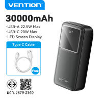TISI  Vention พาวเวอร์แบงค์ 30000 mAh PD 22.5W 4 พอร์ต หน้าจอแสดงผล 20000Mah Powerbank  for iPhone 17 16 15 Pro Max Samsung S25 Ultra S24 Vivo Xiaomi Oppo 10000 mAh Power bank