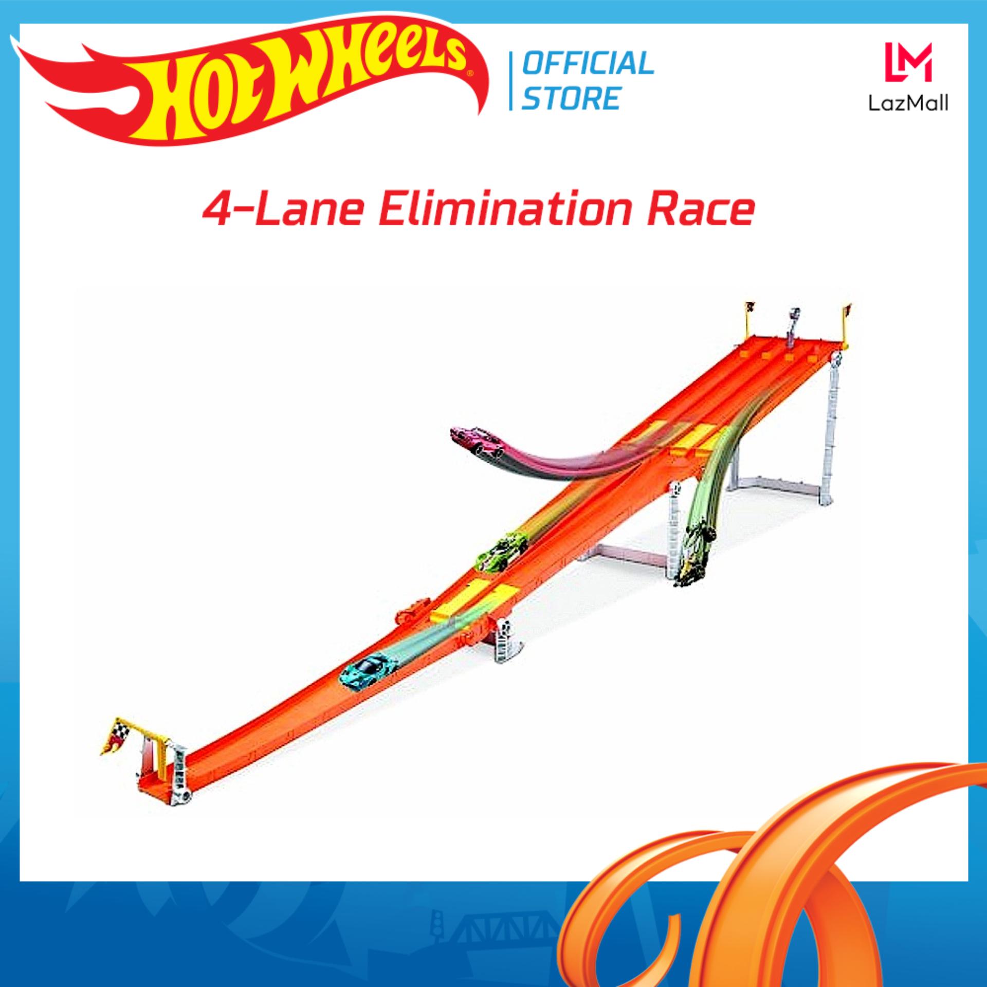 Hot Wheels ฮ็อทวีล 4-lane Elimination Race Track Set GDY60 ชุดรางแข่งยกระดับ โมเดลรถ พาหนะจำลอง ของเล่นสะสม รถของเล่น