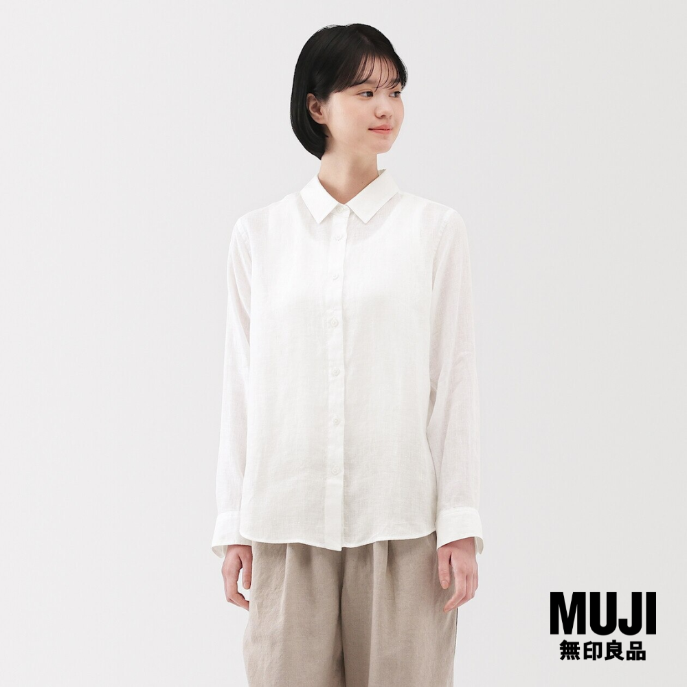 มูจิ เสื้อเชิ้ตผ้าลินินแขนยาว ผู้หญิง - MUJI Linen Regular Collar Long Sleeve Shirt รุ่น BC2LAA5A ราคา 790 บาท*ส่งฟรี