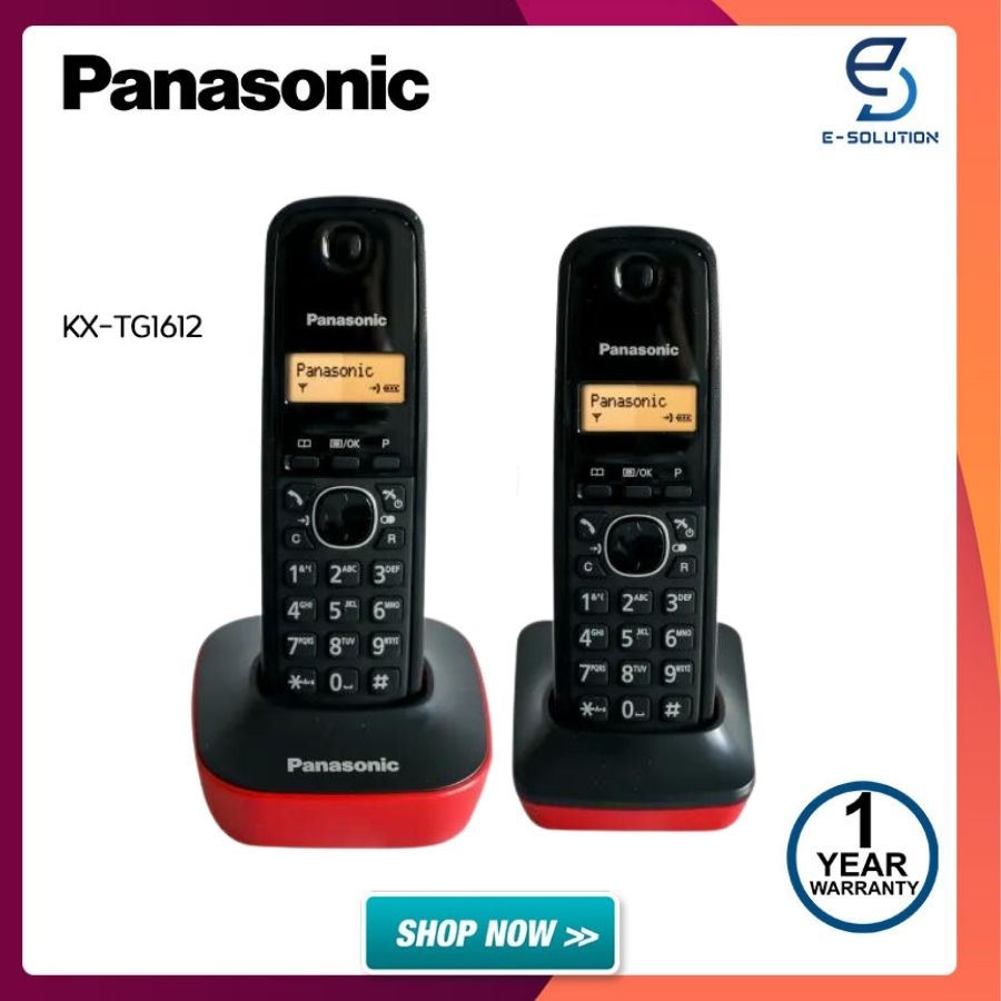 Panasonic Cordless Phone KX-TG1612 2Tone Color Black&White,Black&Red ราคา 2,250 บาท*ส่งฟรี