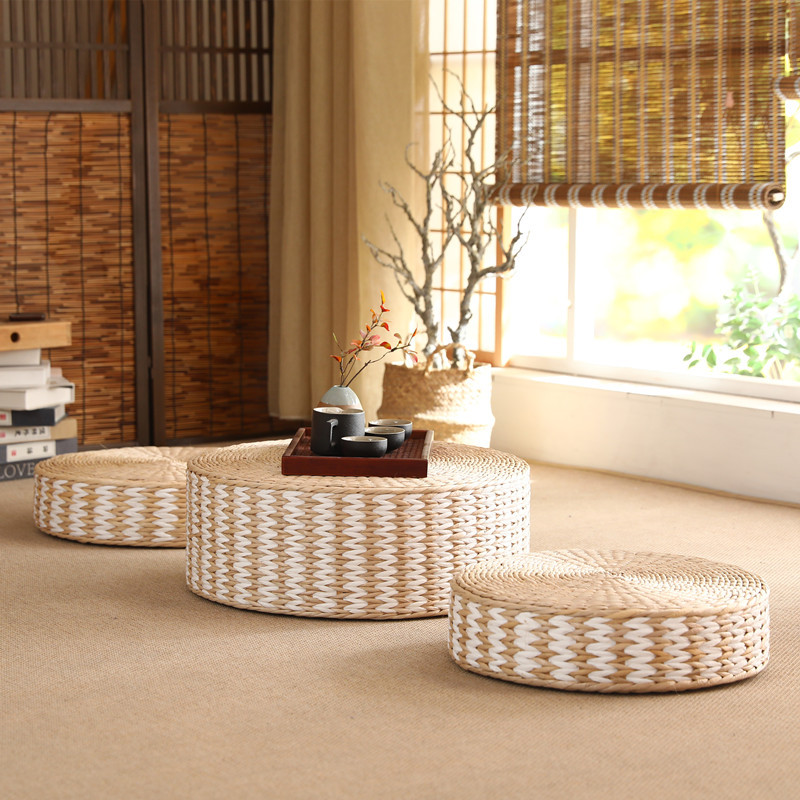 Japanese style natural color cushion cover hand woven cushion Japanese restaurant decorative cushion ราคา 399 บาท*ส่งฟรี
