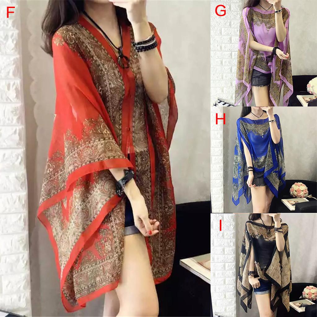 Noaddaod Fashion Casual Plus Size Grimo Baju Shawl Batik Silk Women Cantik Sun Protection
