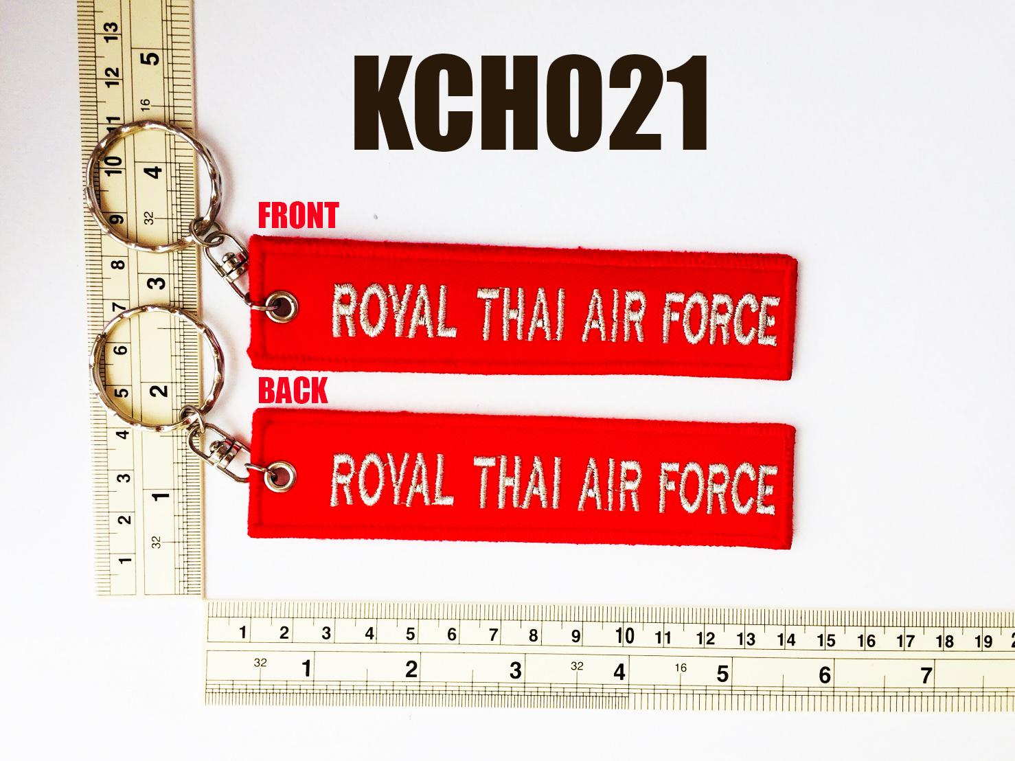 พวงกุญแจปัก กองทัพอากาศ สีแดง ดิ้นเงิน KEYCHAIN ROYAL THAI AIR FORCE SILVER สีแดง ปักดิ้นเงิน เพื่อใช้ สะสม ของฝาก งาน สวยงาม / KCH021 DeeDee2Pakcom