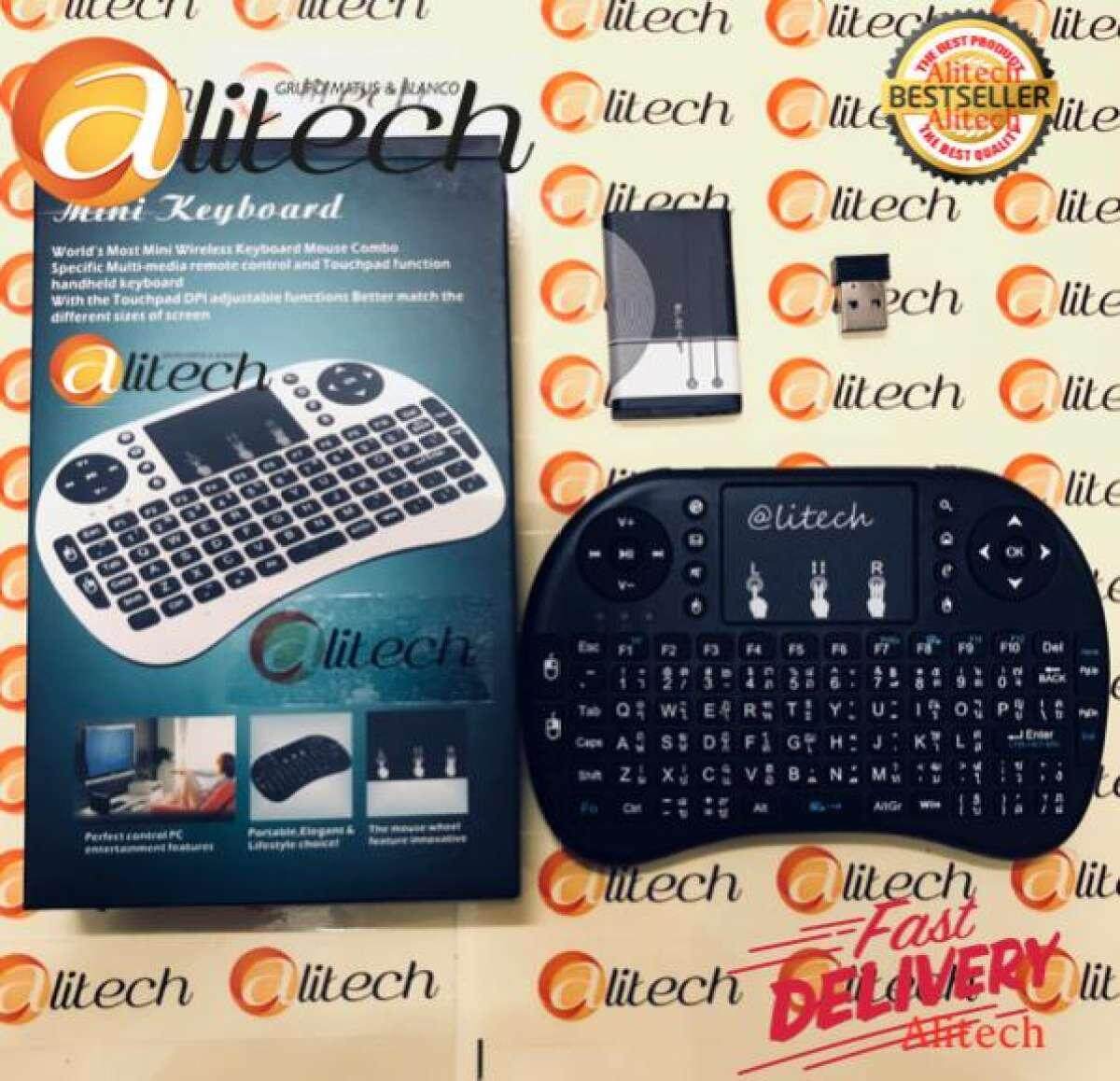 Eco Mini Wireless Keyboard + Touchpad + Battery Charge ได้ + แป้นพิมพ์ไทย ( สีดำ) สำหรับ Android tv box , Smart TV, mini pc, windows (Black)