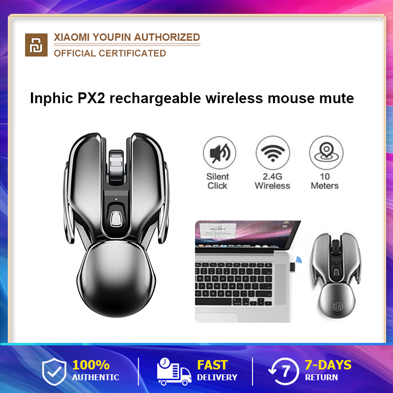 Inphic Model PX2 เมาส์เก็บเสียง เงียบไร้เสียง Office/Gaming 2.4GHz Wireless Silent Mice DPI 1000/1200/1600 Rechargeable