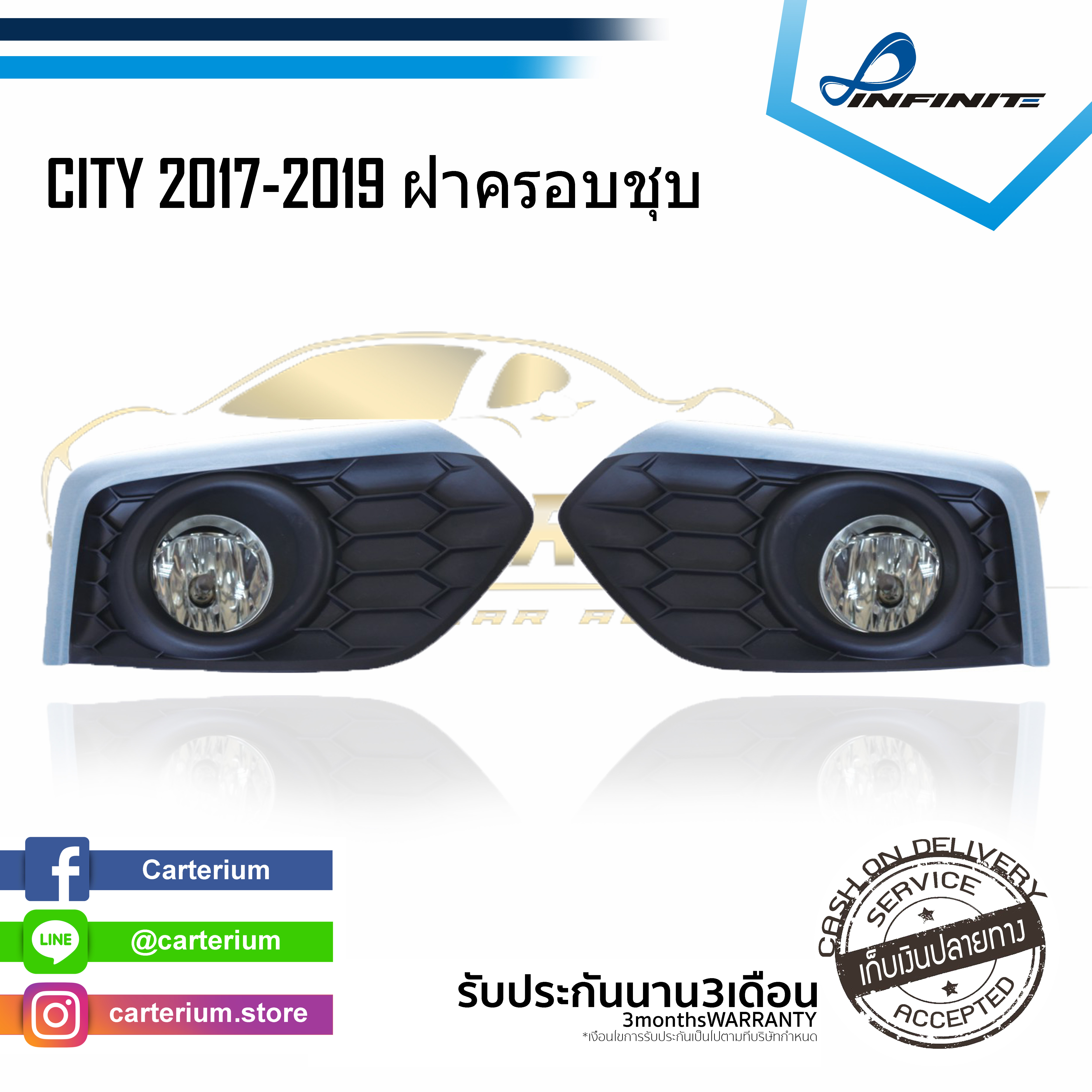 ไฟตัดหมอกซิตี้ 2017 2018 2019 HONDA CITY ปี2017-2019 ฝาครอบชุบโครเมียม ฮอนด้า city สปอร์ตไลท์ SPOTLIGHT foglamp sportlight