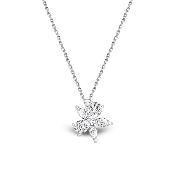 Merii สร้อยคอเงินแท้ 925 ชุบโรเดียม ประดับเพชร CZ ยาว 16 นิ้ว ดีไซน์ดอกเข็ม : สร้อยดอกไม้ Bouvardia 221N0271-01 ราคา 2,380 บาท*ส่งฟรี