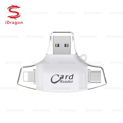 R013🔥idragon 4-in-1 OTG Card Reader Mini USB 2.0 TF SD Card Slot for Lighting/Type-c/Micro USB/USB 2.0 การ์ดรีดเดอร์