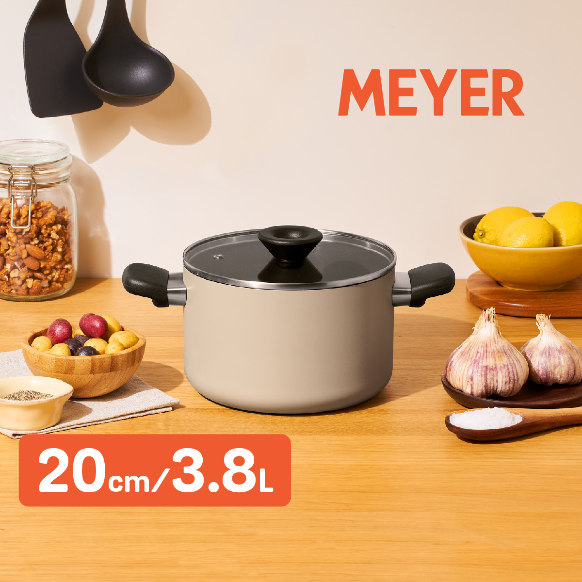 MEYER Bauhaus 20 CM./3.8L Stockpot 2 Handle with Lid (13768-TE12) ราคา 1,070 บาท*ส่งฟรี