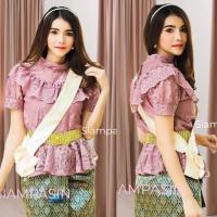 Siamoutfit เสื้อลูกไม้ ผ้านิ่มยืดหยุ่น อก 32-36 34-38 38-40 เสื้อลูกไม้สีกลีบบัว สีกะปิ  เสื้อลูกไม้สีชมพู เสื้อลูกไม้แขนสั้น วนิดา Blouse