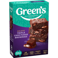 Greens Deluxe Triple Choc Fudge Brownies mix 500g. กรีน ดีลักซ์ แป้งบราวนี่ สำหรับทำอาหารและอบขนม