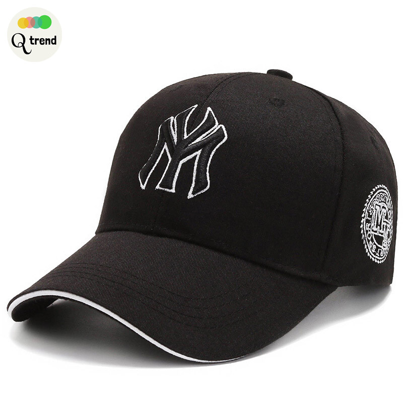 Q Trend 【สินค้าใหม่】Caps หมวกแก๊ป หมวกเเก๊ปชาย ปักลายนวน หมวกทรงสปอร์ต ปักตัวอักษร หมวกกันแดด MY
