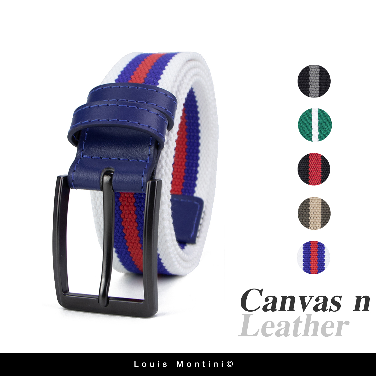 Louis Montini Canvas Belt canvas เข็มขัดผ้า เข็มขัดผู้ชาย เข็มขัดแฟชั่น MCT19