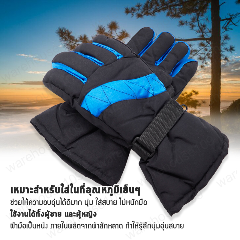 ถุงมือกันหนาว Glove Plus ถุงมือผ้า ถุงมือกันลม ถุงมือ ถุงมือยกของ ถุงมือผ้า Cool ถุงมือกันหนาว กันลม ถุงมือเล่นสกี [น้ำเงิน]