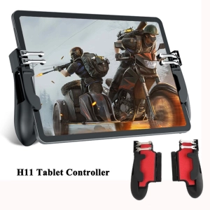 ภาพหน้าปกสินค้าH11 Gamepad สำหรับมือถือ iPad และ Tablet ทุกรุ่น ปุ่มยิง 4 ตำแหน่ง มีขาตั้งมือถือ จอยแท็บเล็ตเล่นเกมแนว PUBG / Free Fire / call of duty จอยเกม จอยเกมส์ จอยเกมส์มือถือ จอยเกมส์ ฟีฟาย Mobile Joystick ปุ่มช่วยยิง pubg ปุ่มควบคุมเกม pubg ที่เกี่ยวข้อง