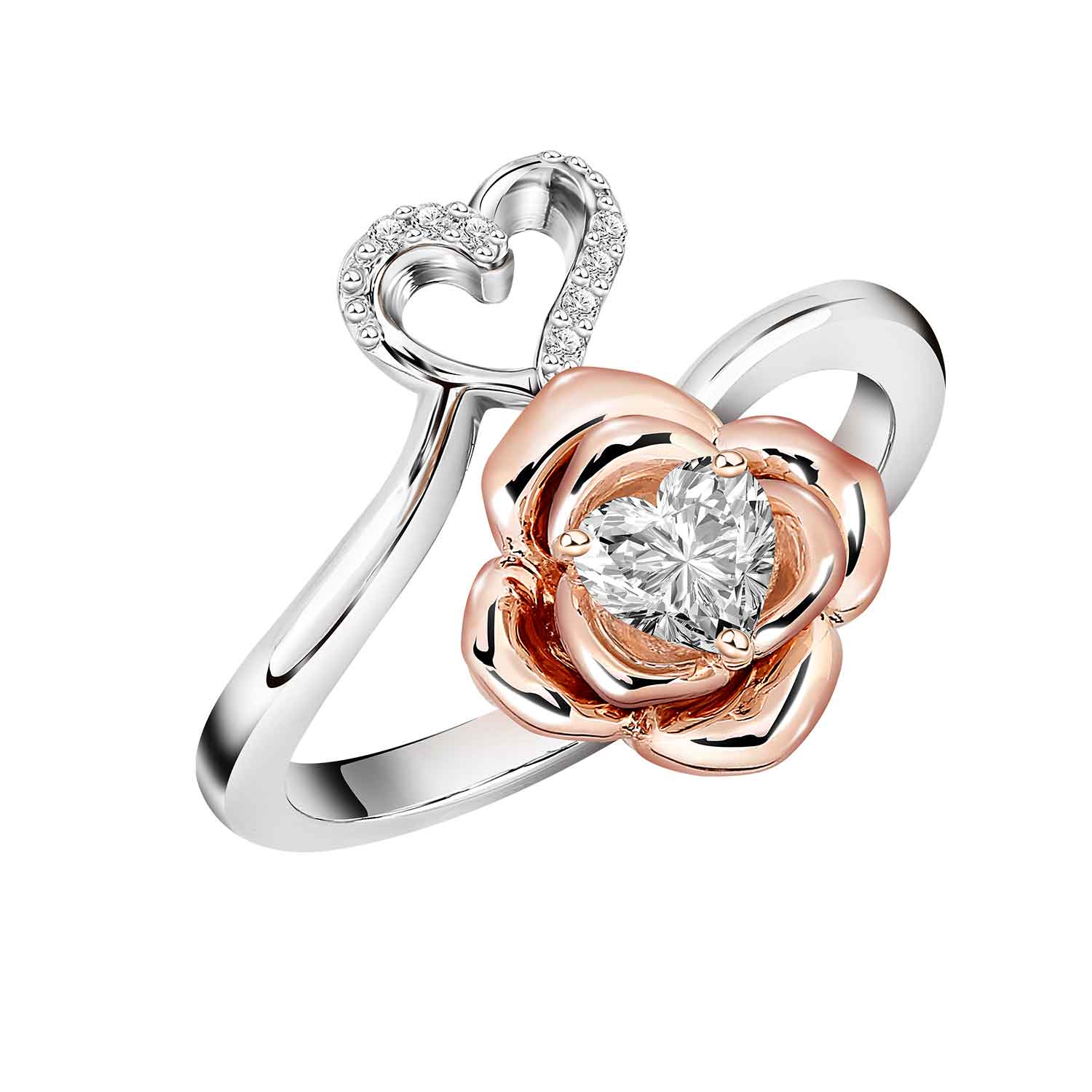 Merii 925 Sterling Silver Rose Heart Valentine CZ Ring ราคา 2,100 บาท*ส่งฟรี