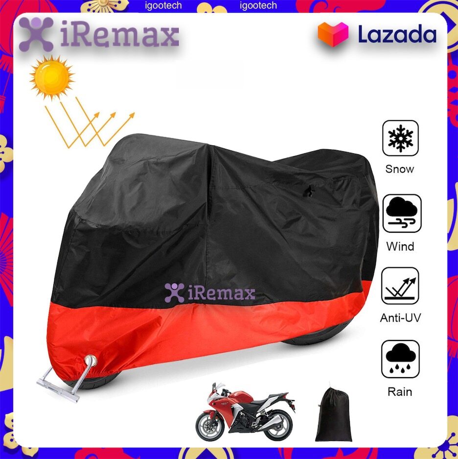 iRemax ผ้าคลุมรถมอไซ ผ้าคลุมรถมอไซค์ pcx ผ้าคลุมรถมอเตอร์ไซค์ ผ้าคลุมจักรยาน ผ้าคลุมบิ๊กไบค์ ผ้าคลุมจักรยานยนต์ ผ้าคลุมรถ ป้องกันแสง UV ป้องกันน้ำ ป้องกันฝุ่น ผ้าคลุมรถมอเตอร์ไซค์ สีเงิน Motorcycle Cover, Motorbike Waterproof Cover