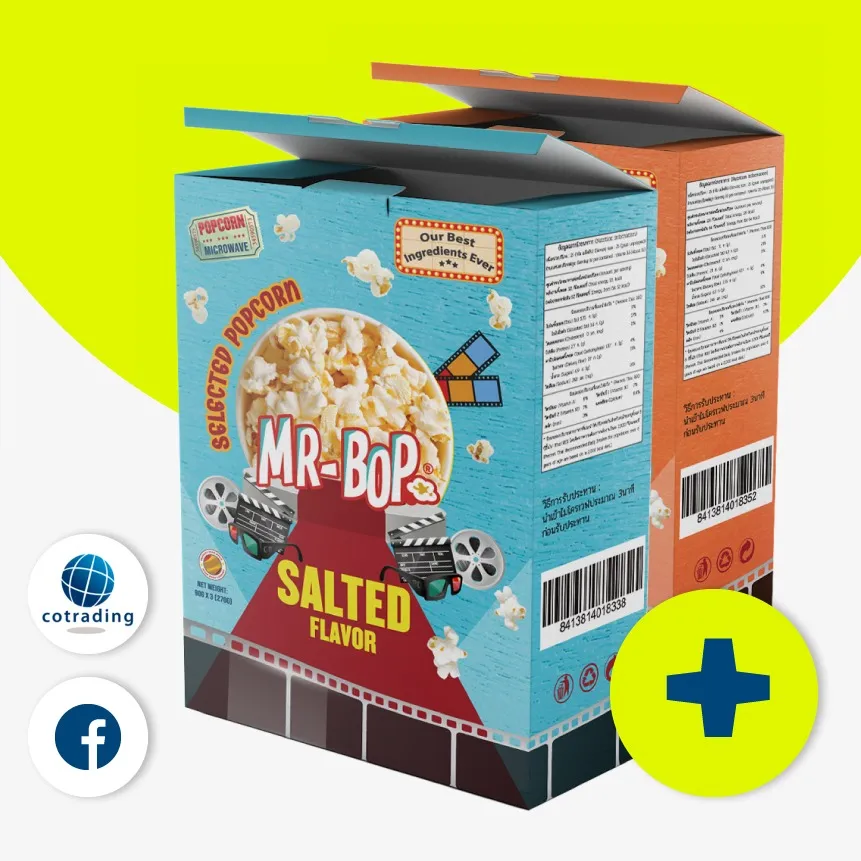 ป็อปคอร์นโรงหนัง Mr-Bop Microwave popcorn Salted +Extra butter ไมโครเวฟ ป๊อบคอร์น รสเค็ม+รสเนยเข้มข้น 90x3g Non GMO, No trans fat pack x2