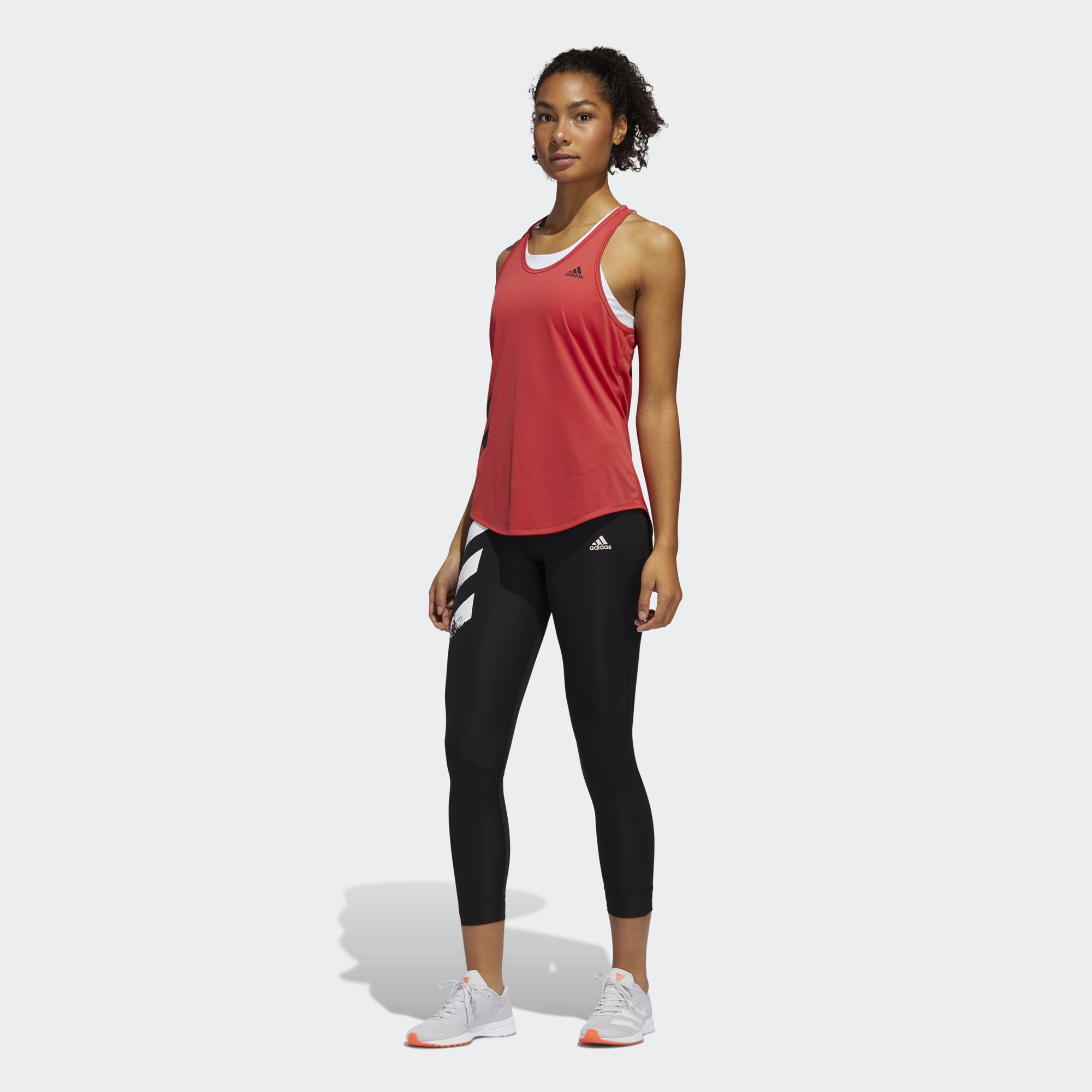 adidas กางเกงรัดรูป Own The Run 3-Stripes Fast ผู้หญิง Black