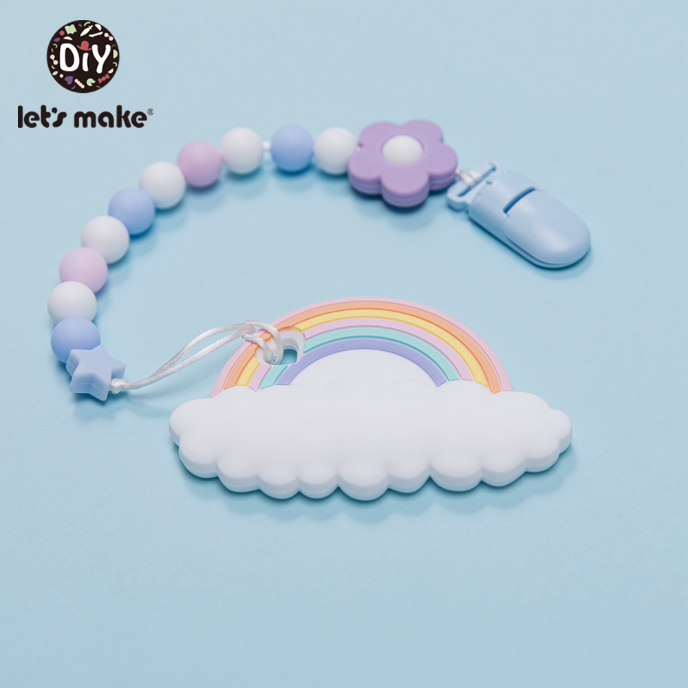 Lets Make Baby Pacifier Holder Bpa Free & Food Grade Silicone Teether Cartoon Ice Cream/Rainbow/Cake Organic Sensory Chew Toy Baby Shower Gift ราคา 124 บาท*ส่งฟรี