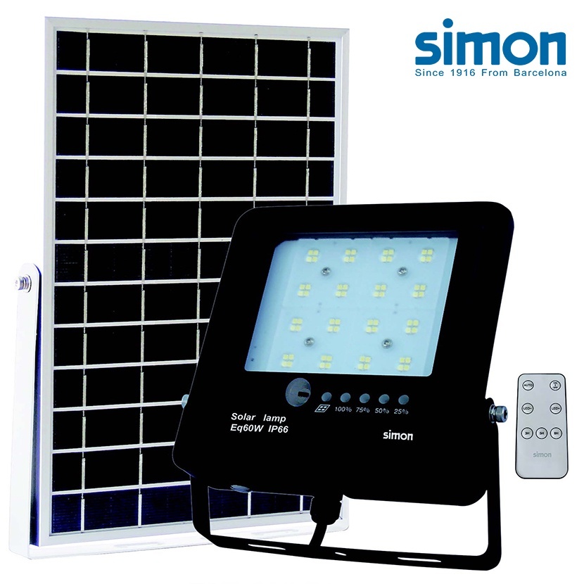Simon Lighting Solar 400W 500W Solar Powered Lamp, Floodlight with Solar Panel and Remote Control ราคา 4,589 บาท*ส่งฟรี