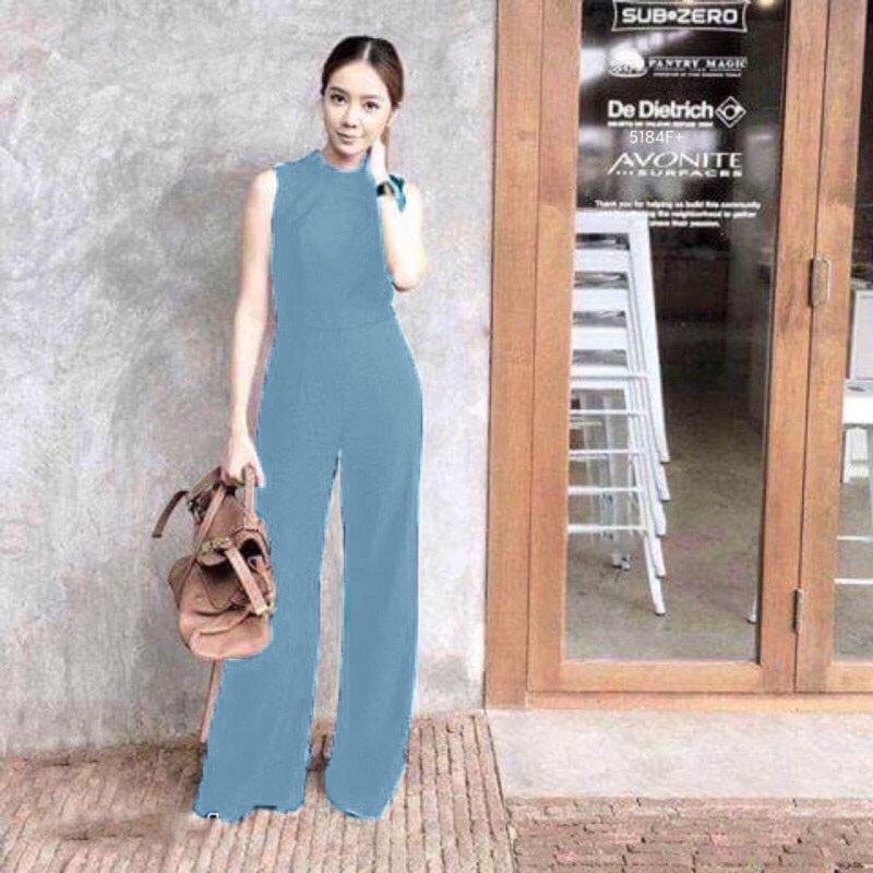 J5184 Jumpsuit จั๊มสูท คอเต่า ขายาว