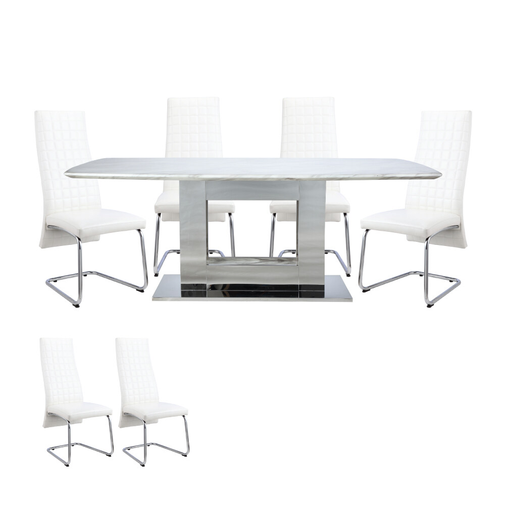 INDEX LIVING MALL ชุดโต๊ะทานอาหาร รุ่นซีเกรโต้+มาเซียร์ (โต๊ะ 1+เก้าอี้ 6) - สีขาว