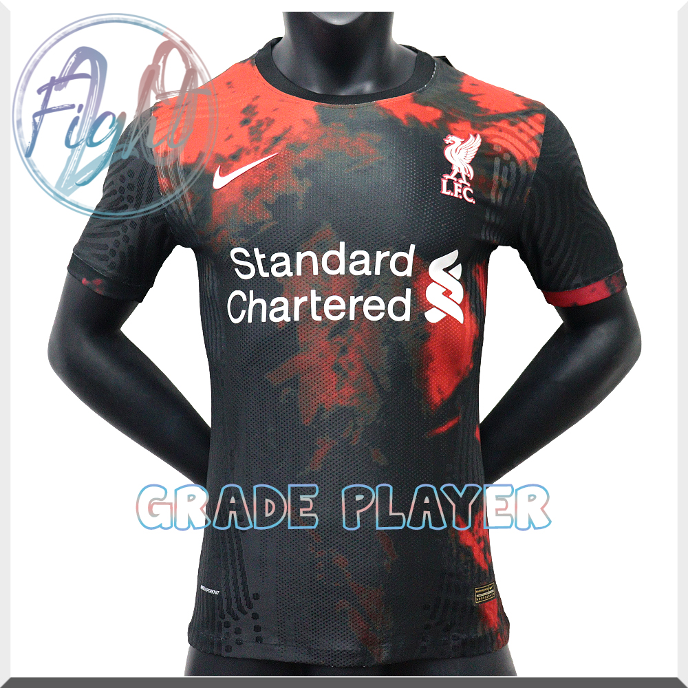 เสื้อบอลเกรดเพลเยอร์ ทีมลิเวอร์พูล 20/21 สีดำแดง เนื้อผ้าโพลีเอสเตอร์ กล้ารับประกันสินค้าทุกตัว ทั้งร้านขายแต่เกรดเพลเยอร์ 100%